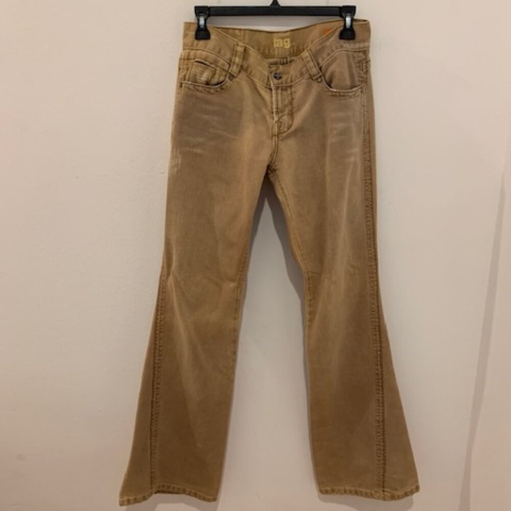 Tag Jeans size 30 caramel camel distressed jeans style ID # 1009 boot cut